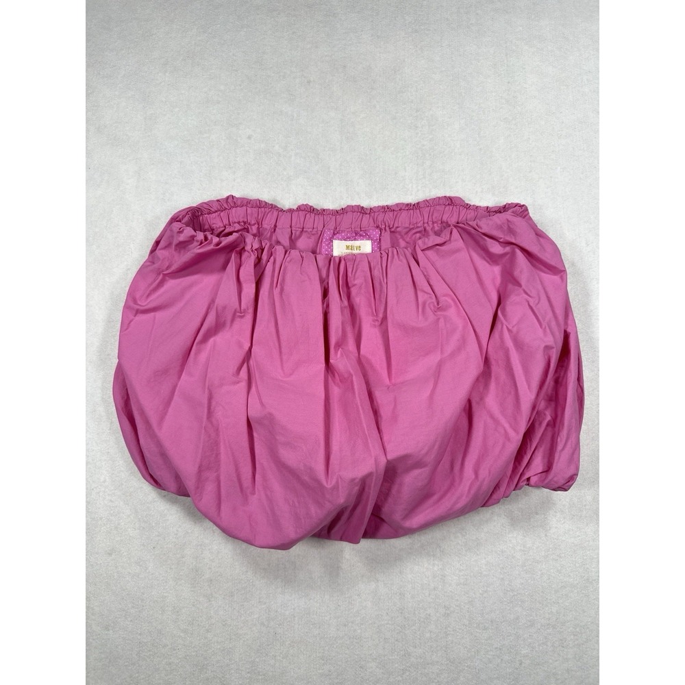 Maeve by Anthropologie Strapless Cotton Poplin Bubble Top Pink Rose Size Large - Picture 2 of 9